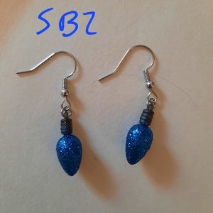 Blue Sparkle Light Bulbs Earrings